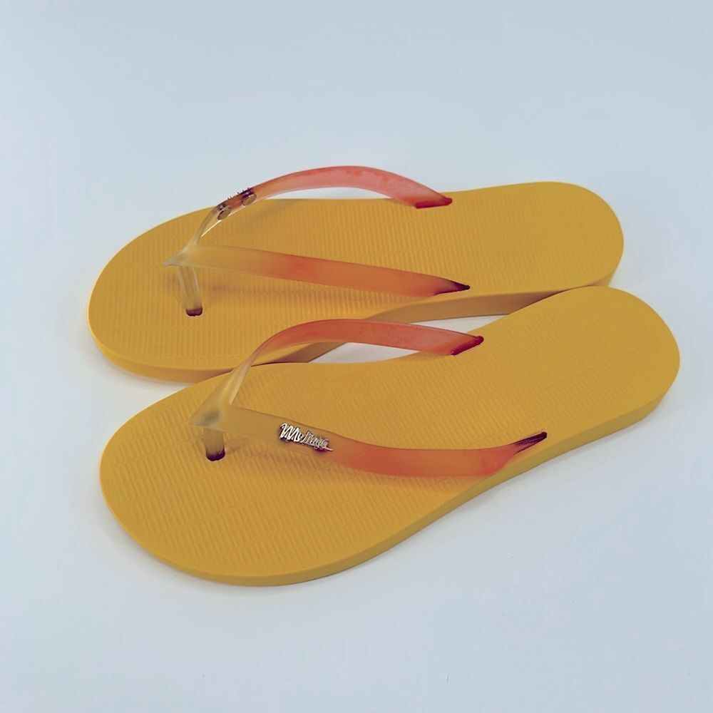 Melissa Sun Venice Flip Flop Thong  In Yellow Clear